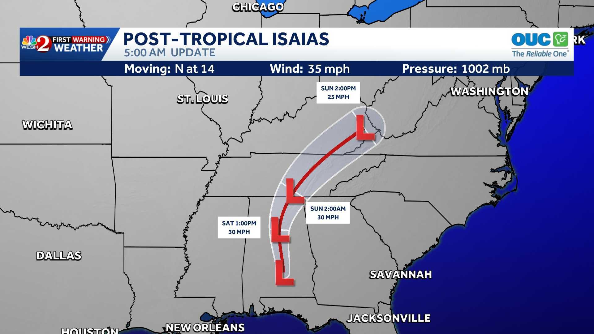 Post-tropical cyclone Isaias: Maps, spaghetti models — WESH 2 Orlando, Oviedo Community news
