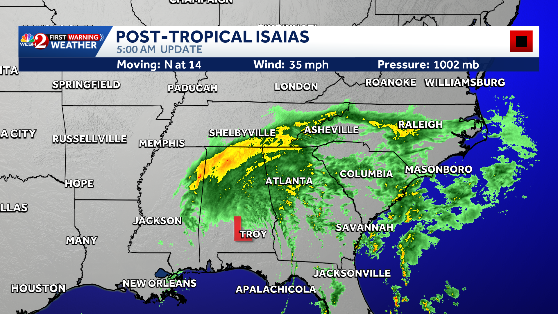 Isaias weakens after Category 2 landfall in Florida, but flooding threat continues — WESH 2 Orlando, Oviedo Community news