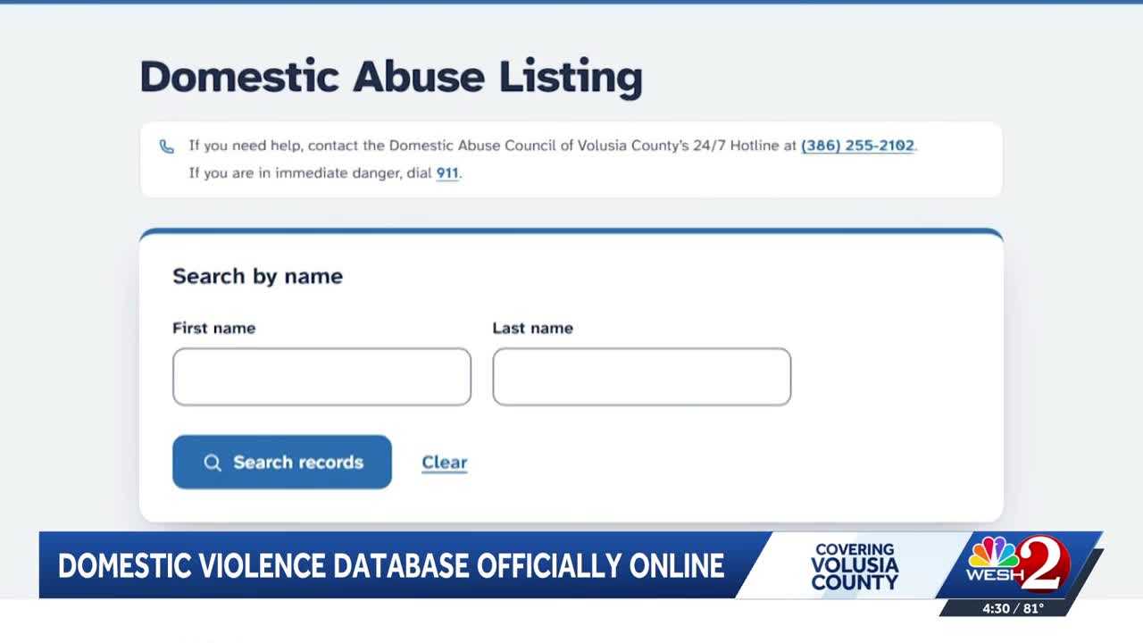 Volusia County launches Florida’s first public domestic abuse database — WESH 2 Orlando, Oviedo Community news
